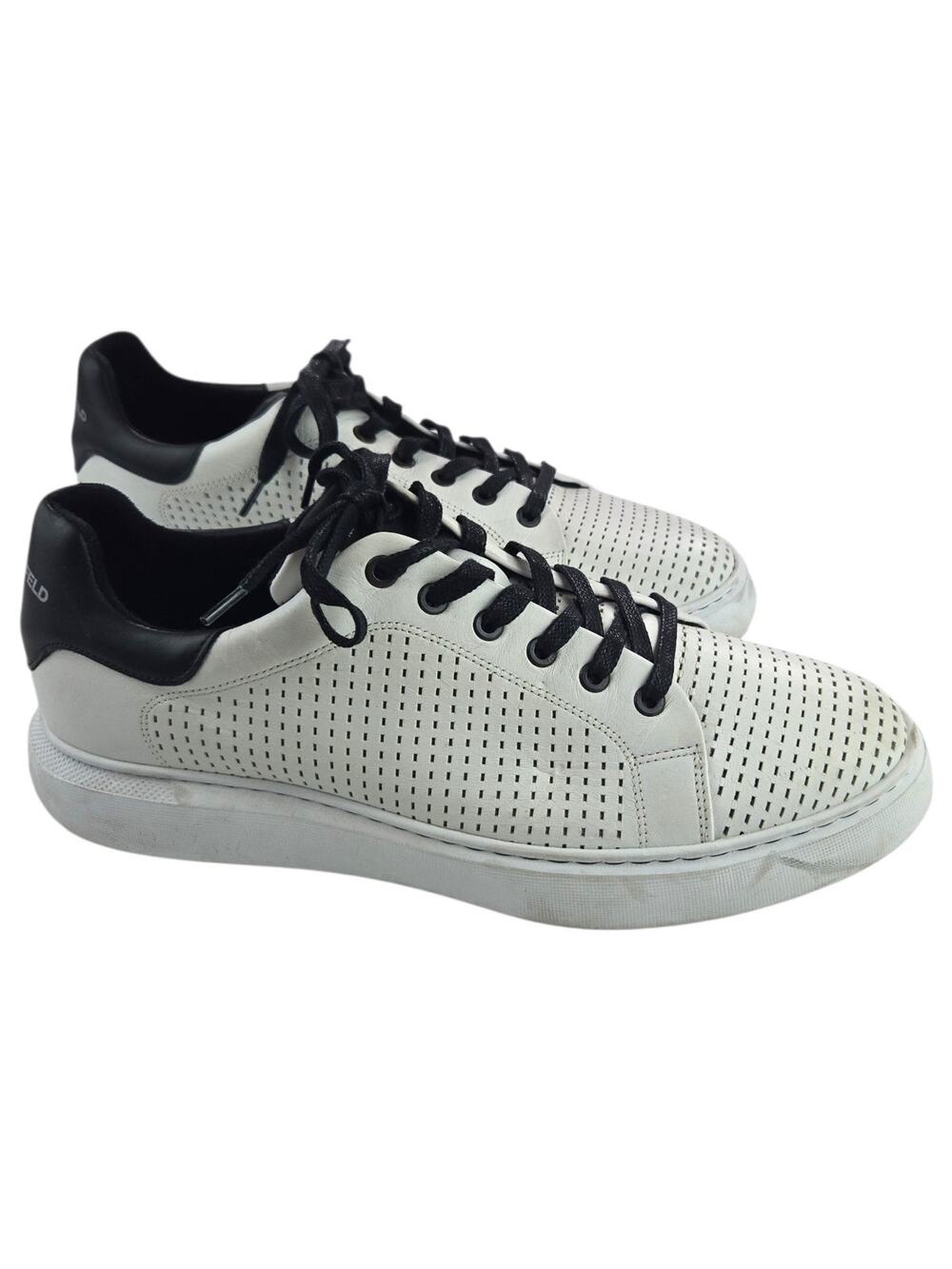 Karl Lagerfeld | Black & White Leather Perforated Sneakers | Size 11